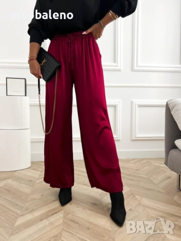 Дамски сатенени панталони, 5цвята , снимка 2 - Панталони - 53206533