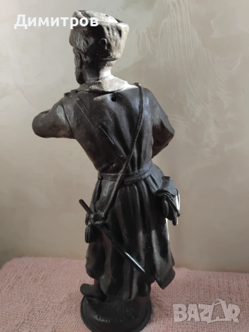 Старинна авторска  метална склуптора на казак , снимка 7 - Антикварни и старинни предмети - 38205027