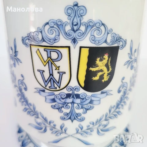 Бирена халба на известната мануфактура Schrobenhausen с калаен капак известна още като beer stein., снимка 5 - Други ценни предмети - 51211225