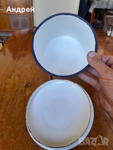 Стара емайлирана котленка #14, снимка 3 - Антикварни и старинни предмети - 51936565