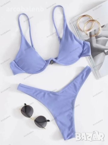 Секси бикини едноцветен бански костюм с банели, 13цвята, снимка 10 - Бански костюми - 44281773