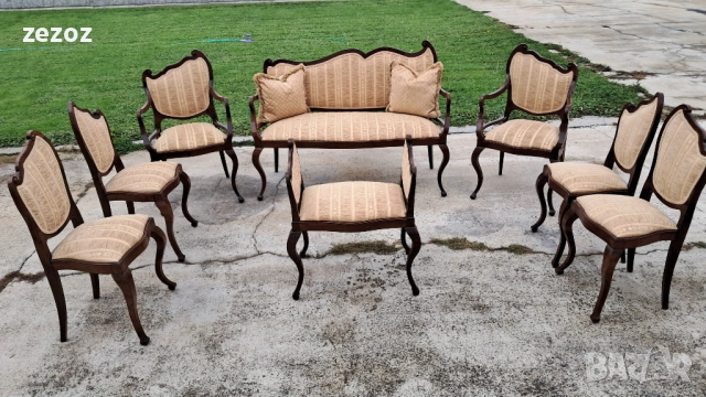 Ретро комплект за трапезария махагон, снимка 2 - Дивани и мека мебел - 52236226