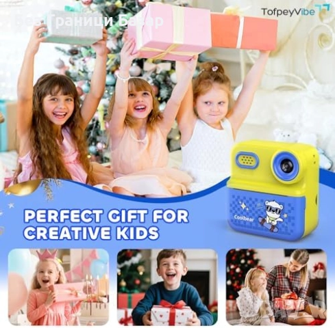 Нова Детска камера с моментален печат, 48MP, 64GB, филтри и рамки деца, снимка 7 - Други - 51726345
