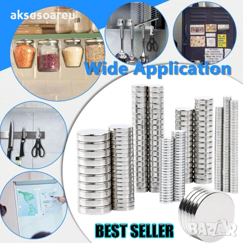 10 бр. Супер силни нови неодимови дискови малки 10 х 3 мм. мощни магнити за хладилник и офис магнит, снимка 8 - Други инструменти - 50523210