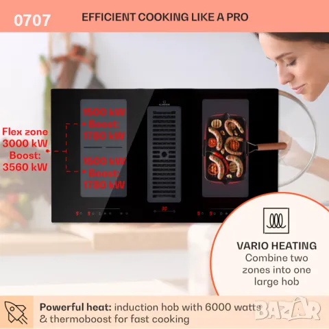 Индукционни котлони с вграден аспиратор , снимка 4 - Котлони - 50185658