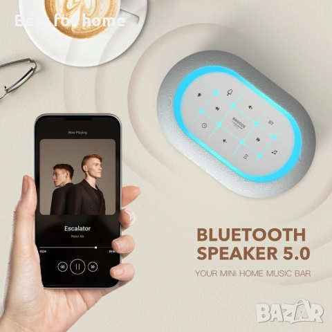 ANJANK часовник с бял шум, будилник с Bluetooth високоговорител, снимка 4 - Други - 53407300