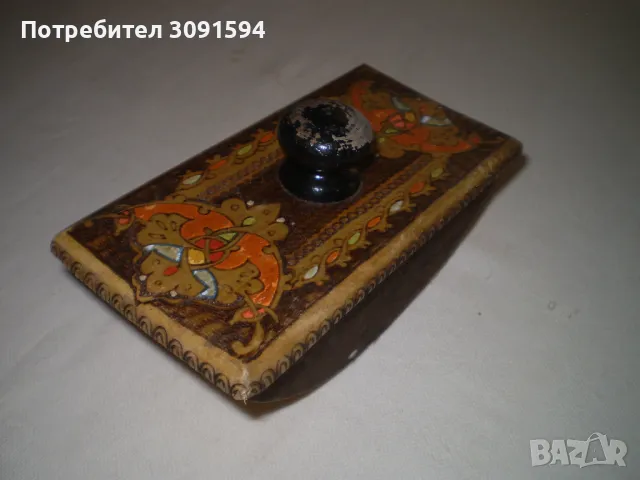 Стара дървина попивателна цветна пирография, снимка 3 - Други ценни предмети - 48903045