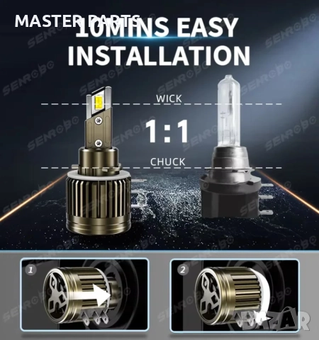  Мощни LED Крушки H15 Златна Серия – 100W – Перфектен Фокус – 6 МЕСЕЦА ГАРАНЦИЯ, снимка 10 - Аксесоари и консумативи - 52908652