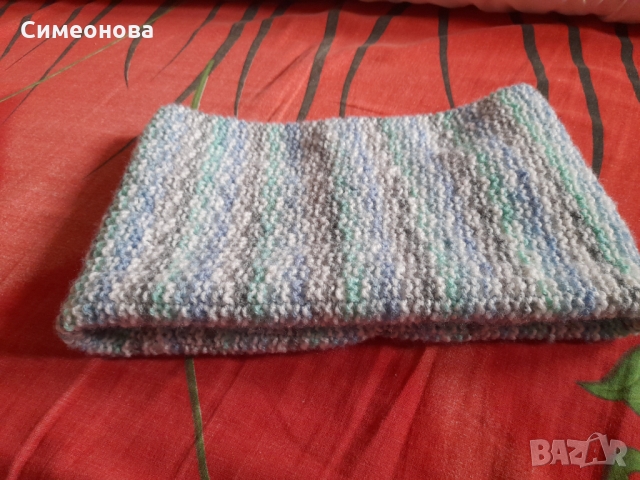 Плетен кръгъл шал на две куки, снимка 5 - Шалове - 36045972