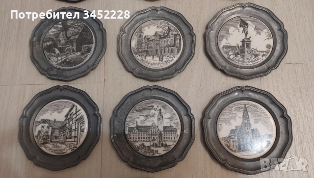 чинийки калаени с порцелан винтидж за ценители 16 броя , снимка 2 - Антикварни и старинни предмети - 52496852