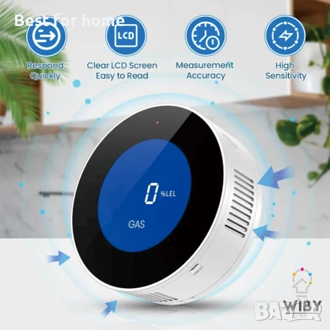 WiFi газодетектор,  с LCD дисплей, съвместим с Alexa/Google Home/, снимка 2 - Друга електроника - 50643022