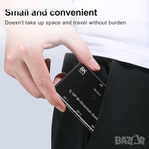 8K DisplayPort Switch Splitter 3 Port 1x3 Bi-Directional DP, снимка 6 - Кабели и адаптери - 41763113