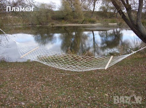 Плетен хамак с дървена рамка 200х80 см., снимка 2 - Градински мебели, декорация  - 35984832
