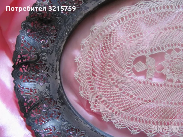 Арт деко метален поднос със стъкло 35х28см., снимка 3 - Антикварни и старинни предмети - 49434152