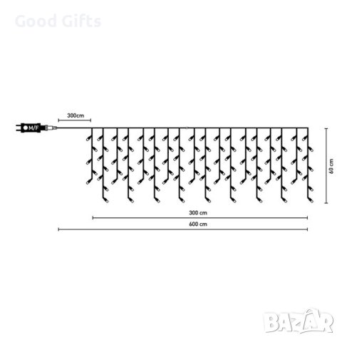 Коледни лампички Завеса, 144 LED, Многоцветни, С програми, снимка 3 - Лед осветление - 42730856