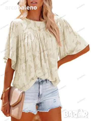 Дамска дантелена блуза с разкроени ръкави, 12цвята - 023, снимка 16 - Тениски - 40302892