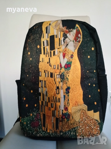„Целувката“ на Густав Климт, артистична , унисекс, раница. 