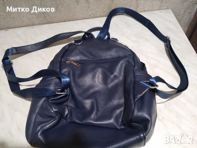 Кожена раница нова 34х26х12 см синя, снимка 2 - Раници - 56120167