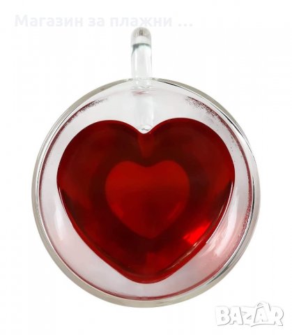 ДВУСТЕННА СТЪКЛЕНА ЧАША ЗА ЕСПРЕСО ВЪВ ФОРМАТА НА СЪРЦЕ, С ДВОЙНО ДЪНО - код 2964, снимка 9 - Чаши - 34142195