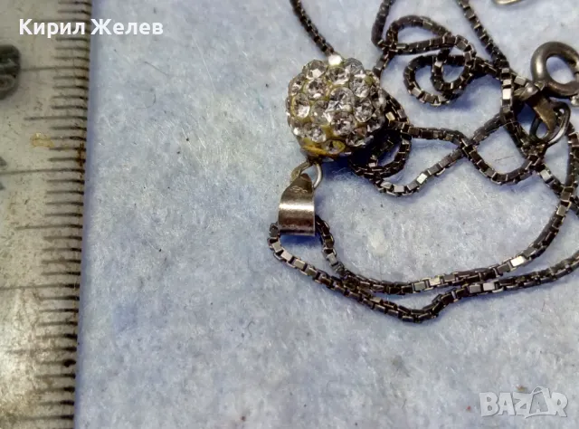 ФИНО СРЕБЪРНО КОЛИЕ ОКСИДИРАНО СРЕБРО 925 PAC с ЕМАЙЛИРАНА СРЕБЪРНА ВИСУЛКА ТОПЧЕ с ЦИРКОНИ 38698