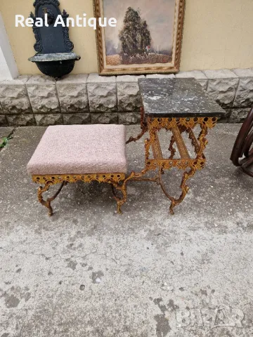 Прекрасна антикварна метална салонна пейка , снимка 1
