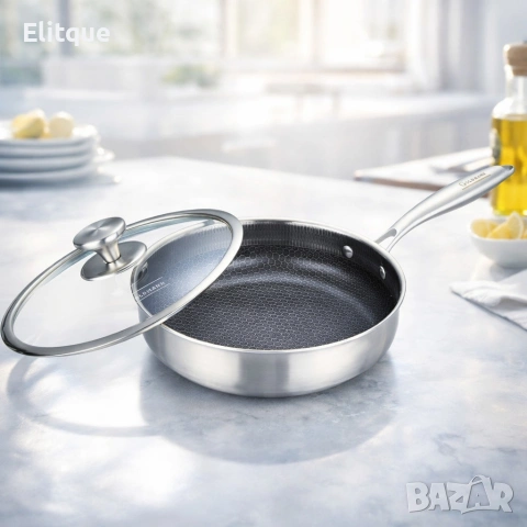 Тиган с капак Goldmann Fusionhex Pro, Дълбок, Незалепващо Покритие, Неръждаема стомана