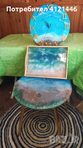 Холна маса в комплект с часовник и поднос., снимка 7 - Маси - 53590625