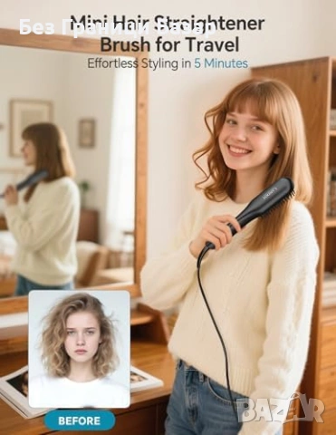 Нова Мини йонна четка преса за коса изправяне, керамика, 3 температури , снимка 2 - Други - 53536100
