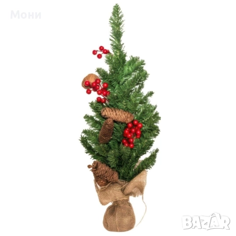 Мини коледна елха с шишарки и червени плодчета, 60 см  Внесете празничен уют и настроение във всеки 