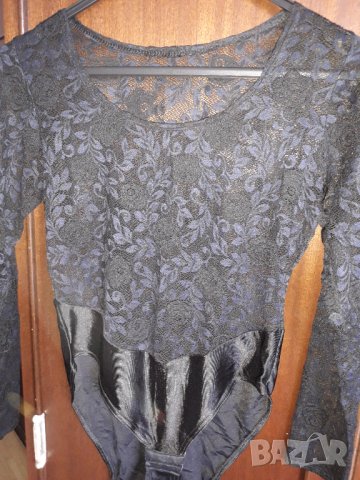 Дамско дантелено боди дълъг ръкав S-M, еластично, снимка 3 - Бельо - 34755676