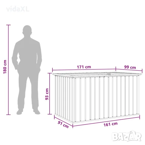 vidaXL Градински сандък за съхранение, антрацит, 171x99x93 см, снимка 4 - Ракли - 56147643