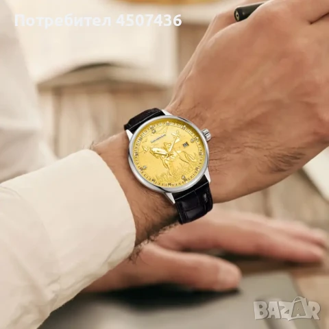 LOUIE JUELEN Дизайнерски, винтидж автоматичен, механичен часовник, 21 камъка,Резерва мощност:48 часа, снимка 3 - Мъжки - 51261447