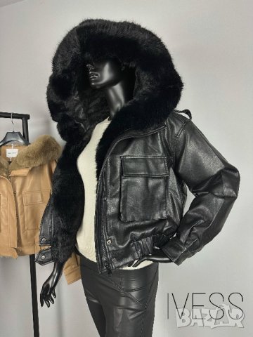 Зимно дамско кожено яке , снимка 2 - Якета - 42622303