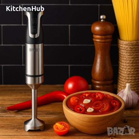 Ръчен пасатор Royalty Line RL-ESTM800, 800W с неръждаема стомана и регулатор на скоростта, снимка 3 - Чопъри и пасатори - 52381874