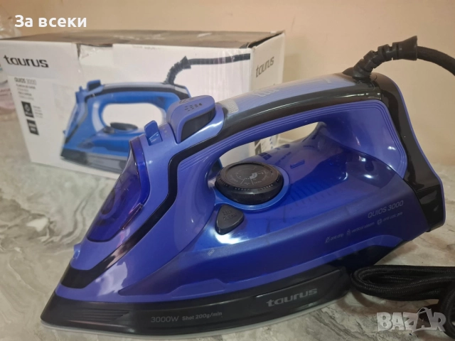 Ютия Taurus Quios, 3000W, пароструйка, резервоар 0.29L, синьо/черно, снимка 3 - Ютии - 51886537