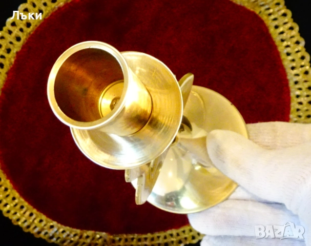 Бронзов свещник Елха,позлата. , снимка 3 - Антикварни и старинни предмети - 52818385