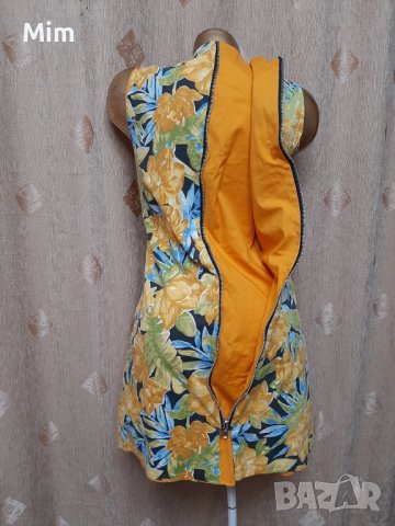 М Рокля с две лица в жълто с цветя и в оранжево &, снимка 8 - Рокли - 41303540