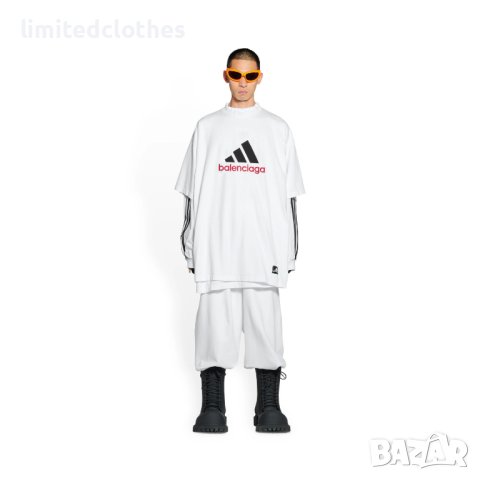 BALENCIAGA x Adidas White Logo Print Oversized Мъжка / Дамска Тениска size 3 (L / XL), снимка 2 - Тениски - 42381077