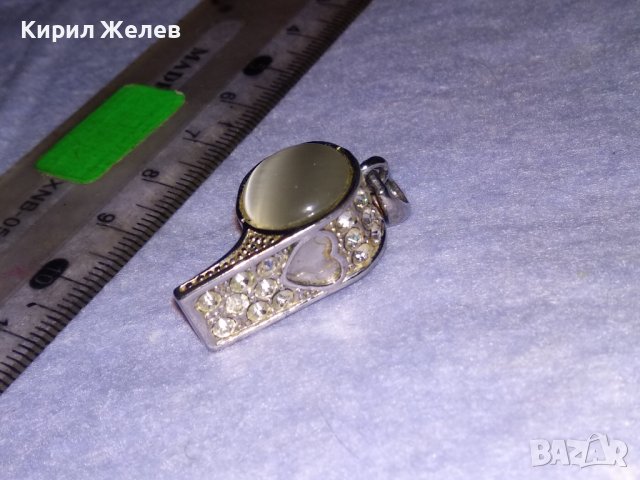 ФИГУРАЛЕН ФЕШЪН-АРТ МЕДАЛЬОН с БЯЛА ПОЗЛАТА и ПОЛИРАН ЛУНЕН КАМЪК и ИСКРЯЩИ ФАСЕТ КРИСТАЛИ 71221, снимка 7 - Колиета, медальони, синджири - 41622873