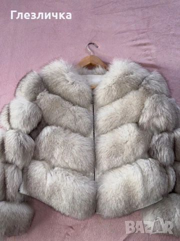 Бял кожух от лисица , нов