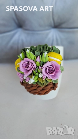 Чаша "Букет от рози" - ръчна изработка, снимка 4 - Декорация за дома - 51568623