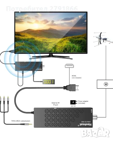 Професионален декодер, Digital Terrestrial 2023, DVB T2 HDMI TV Stick WIFI,Dolby HD 1080P,H265,HEVC, снимка 1 - Приемници и антени - 48670419