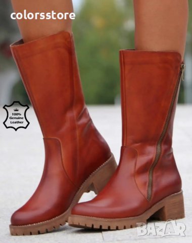 Равни ботуши - кафява ЕСТЕСТВЕНА кожа - 6363, снимка 2 - Дамски ботуши - 38786195