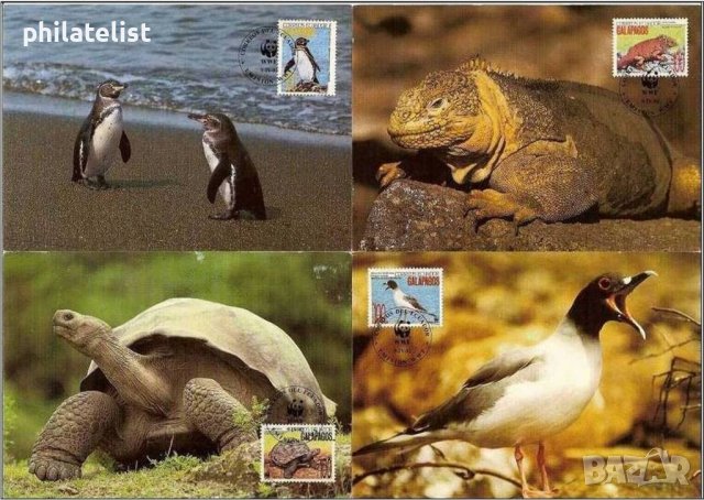 Галапагоски острови 1992 - 4 броя Карти Максимум - WWF, снимка 1 - Филателия - 38890965