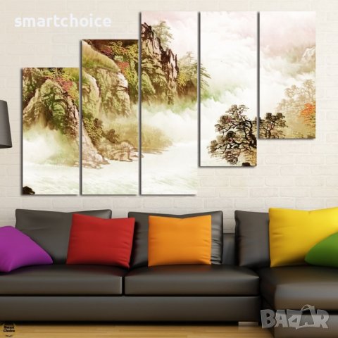 Декоративно пано - картина за стена от 5 части - Планинско дефиле. HD-5122, снимка 4 - Пана - 41679026