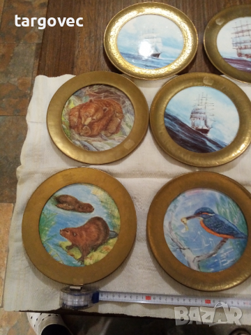 Осем броя уникални порцеланови пана в бронзов обков, снимка 4 - Пана - 36201748