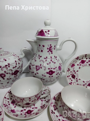 Сервиз за чай от фин порцелан August Warnecke, снимка 4 - Сервизи - 52655241