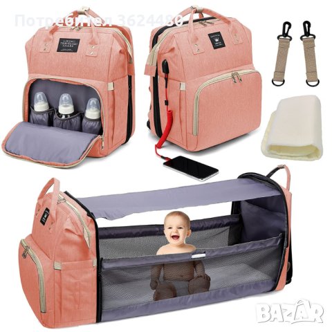 Раница за бебешки аксесоари с повивалник, снимка 2 - Раници - 40701152