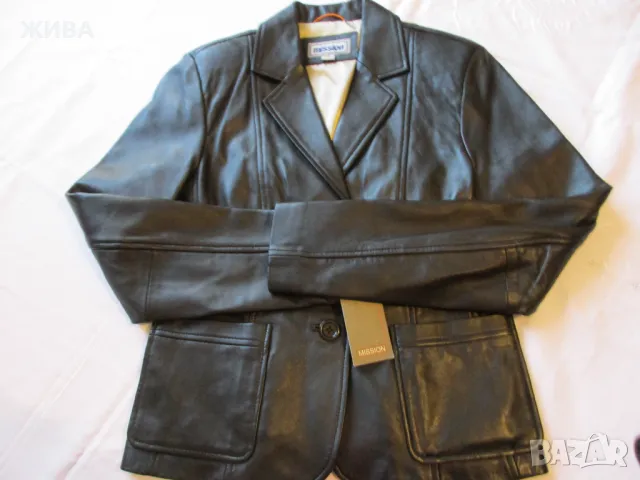 MISSION ЕСТЕСТВЕНА КОЖА черно дамско сако, снимка 3 - Сака - 49685412