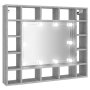 Огледален шкаф с LED, Сив сонома, 91x15x76,5 см, снимка 2